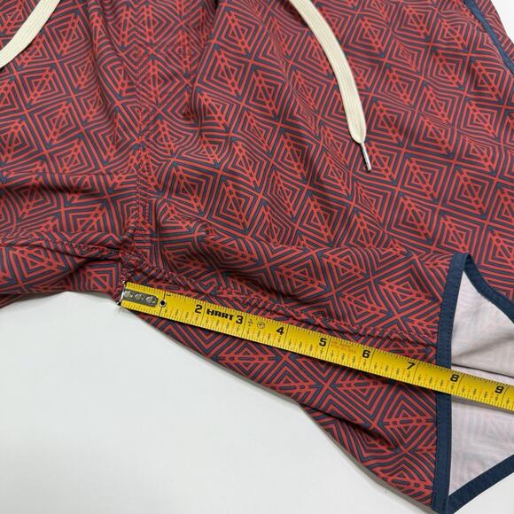 Fair Harbor Swim Shorts Men Size XL Red Geometric Print Trunks Board Suit Lined - Picture 4 of 13